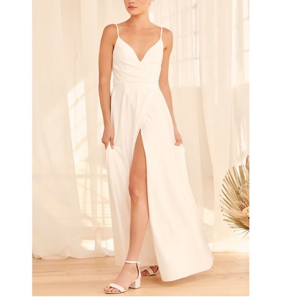 Lulus Choose Your Love White Surplice Sleeveless Maxi Dress Lulus Size 2 NWOT